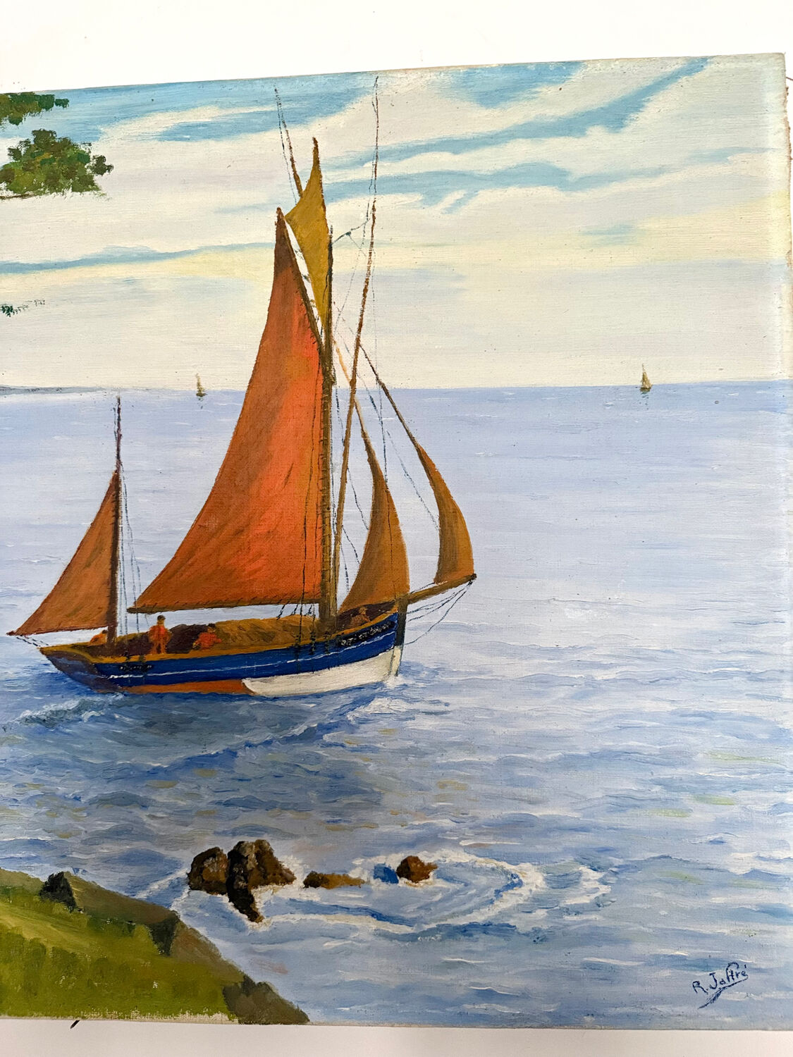 Oil on canvas, Marine signed Raymond JAFFRÉ (1918-2003)
