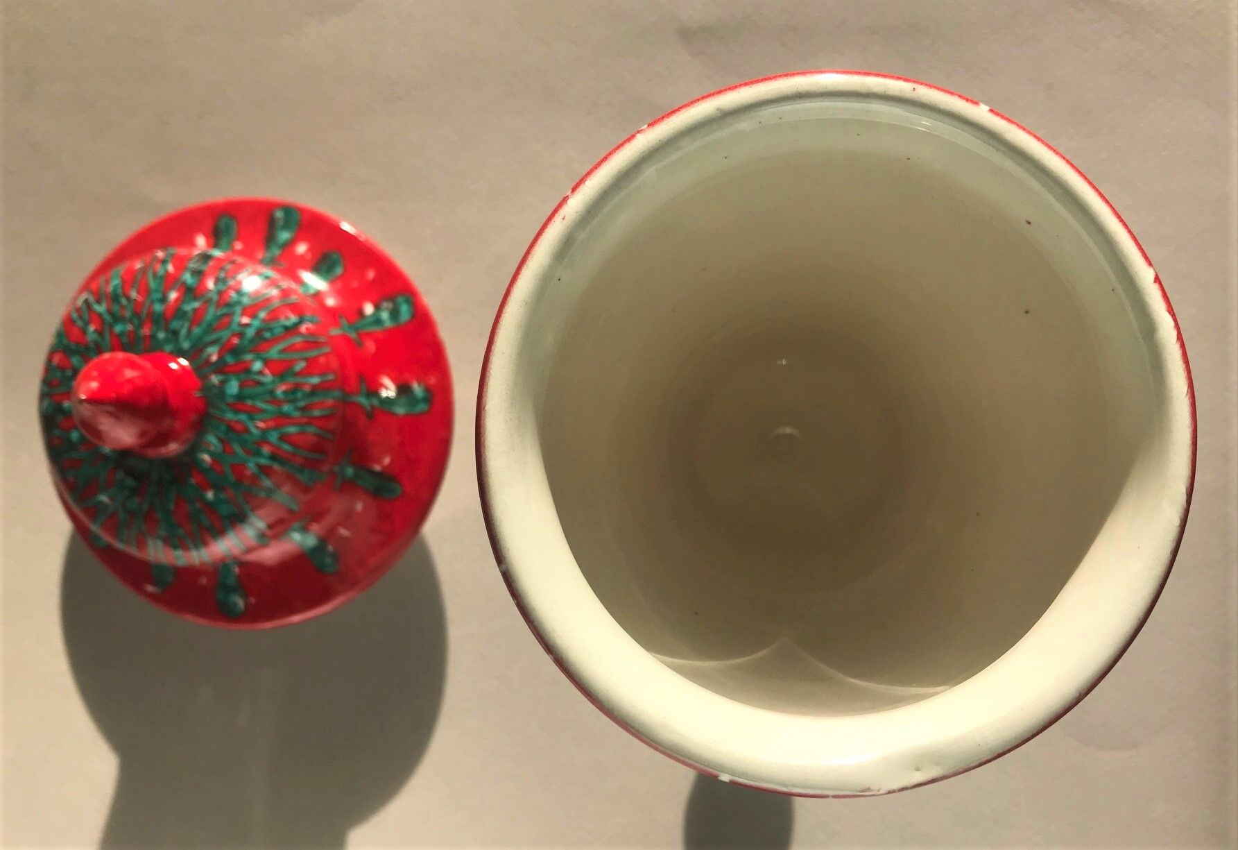 Vintage Italian ceramic lidded vase