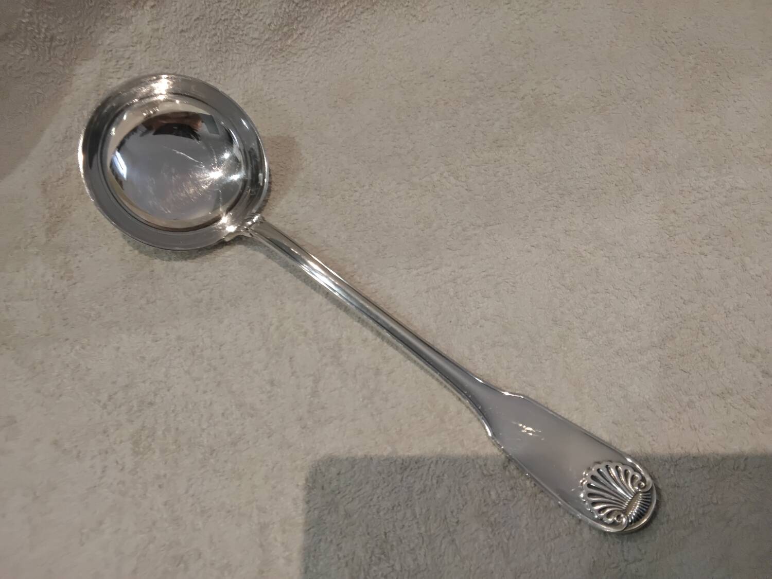 Christofle Vendome silver plated soup ladle, goldsmith, 31.5cm