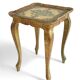 Rococo Revival Gilt Side Table, Light Turquoise, Italy, 1950s Design
