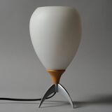 Vintage Hema Space Age Rocket-Shaped Table Lamp, Opal Glass Shade, 1990s.