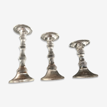 Set of 3 full glass candlesticks