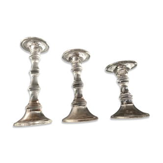 Set of 3 full glass candlesticks