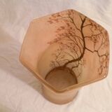 Blown glass vase with painted underbrush decoration marked "leg"