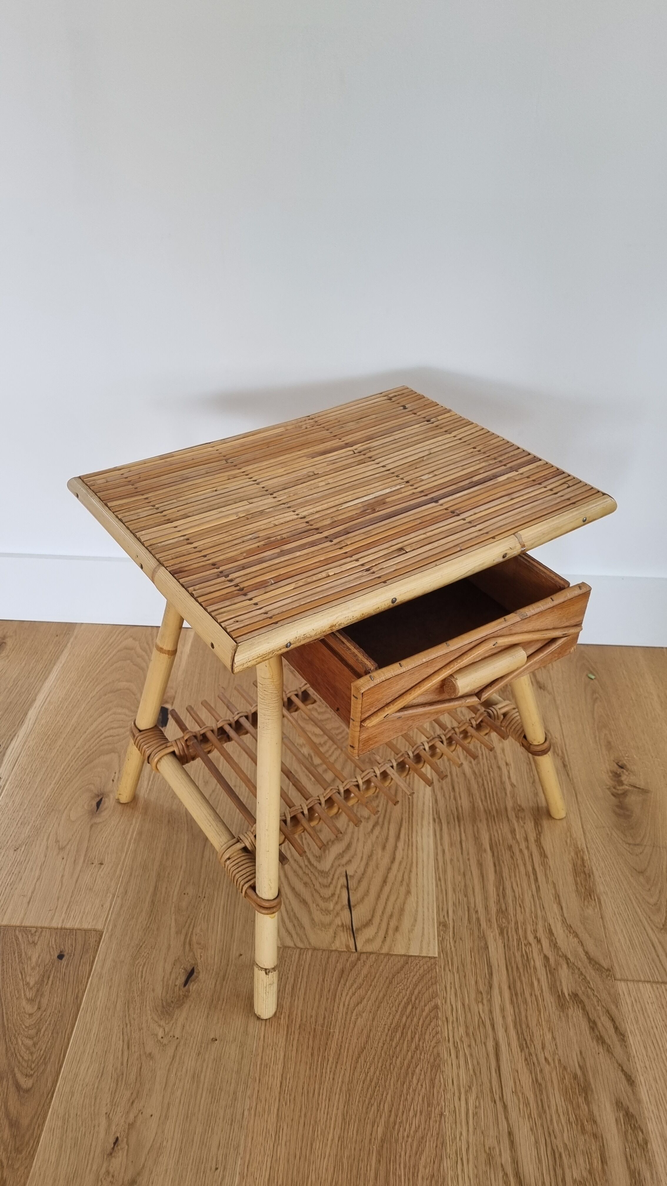Vintage rattan bedside