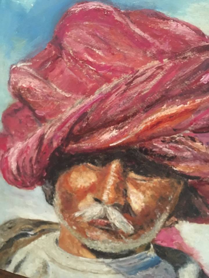 Orientalist portrait the man in the pink turban