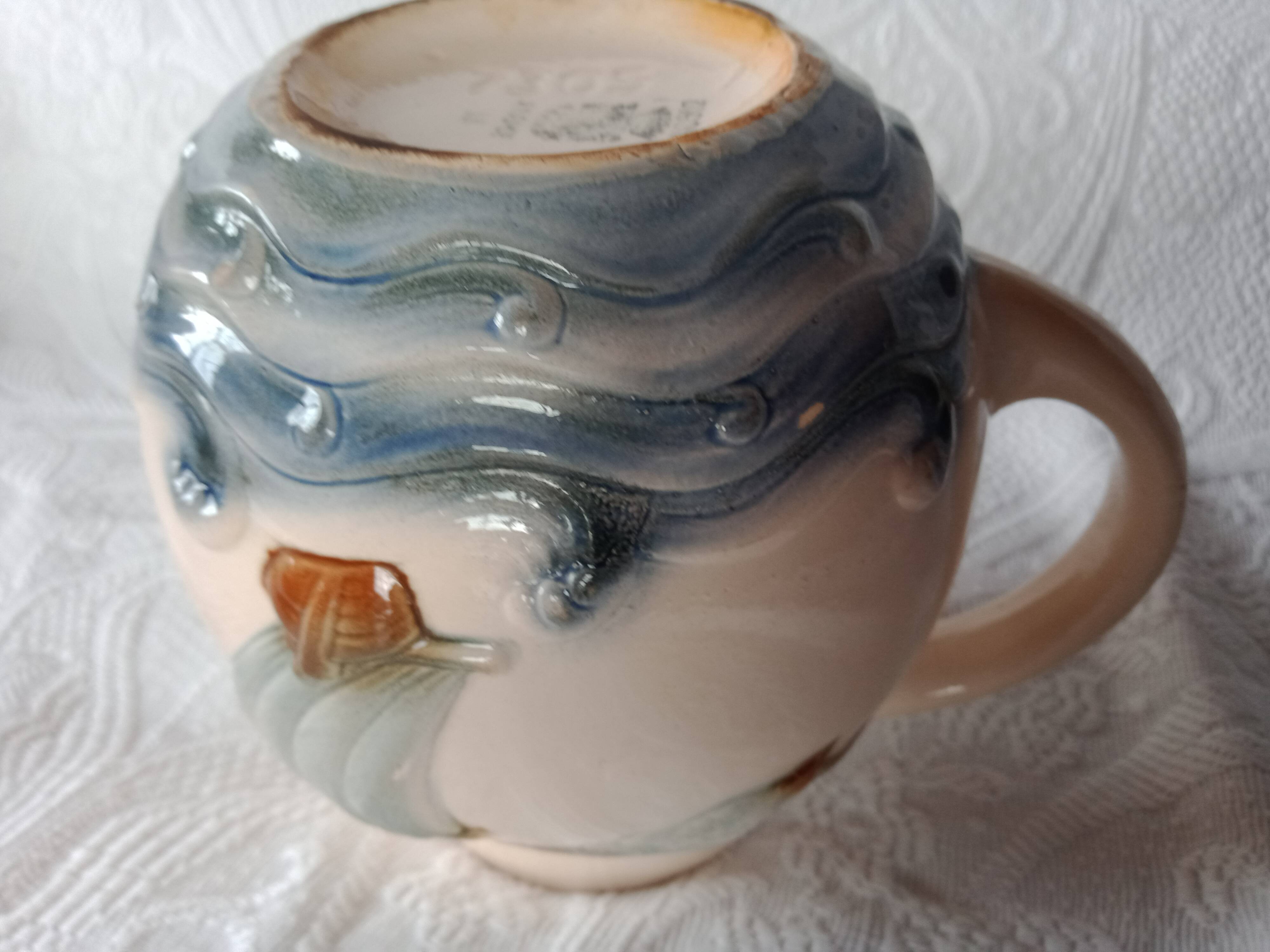 Pitcher jug - Digoin Sarreguemines - Sailboat on the waves and seagull