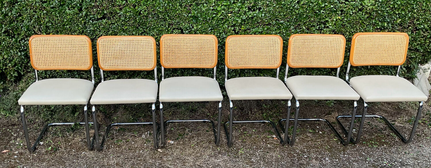 Series of 6 chairs Marcel Breuer Cesca B32