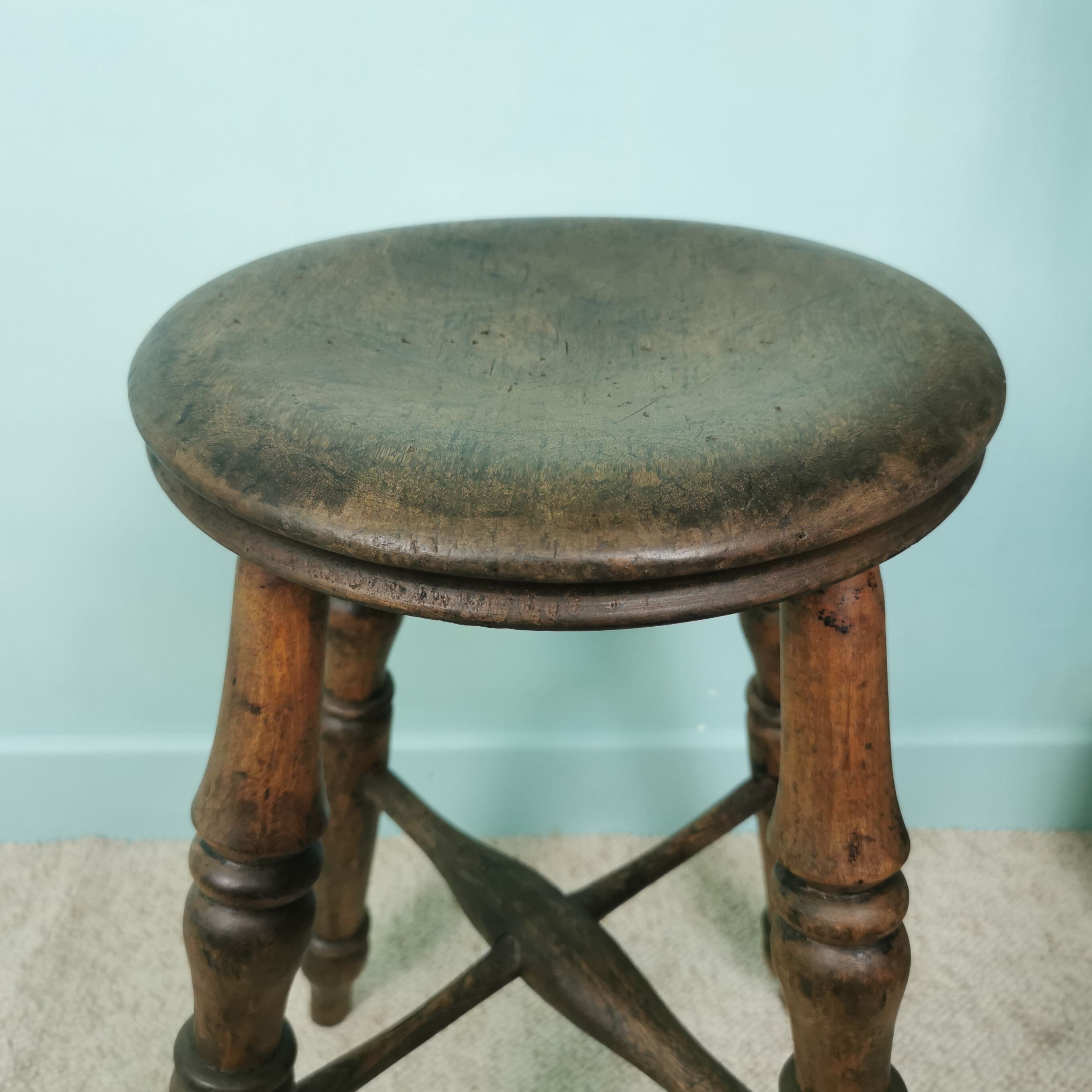 Turned wooden stool