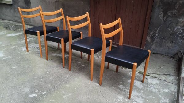 Ensemble de 4 chaises scandinave année 60