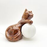 Vintage ceramic cat lamp, 1960s-1970s