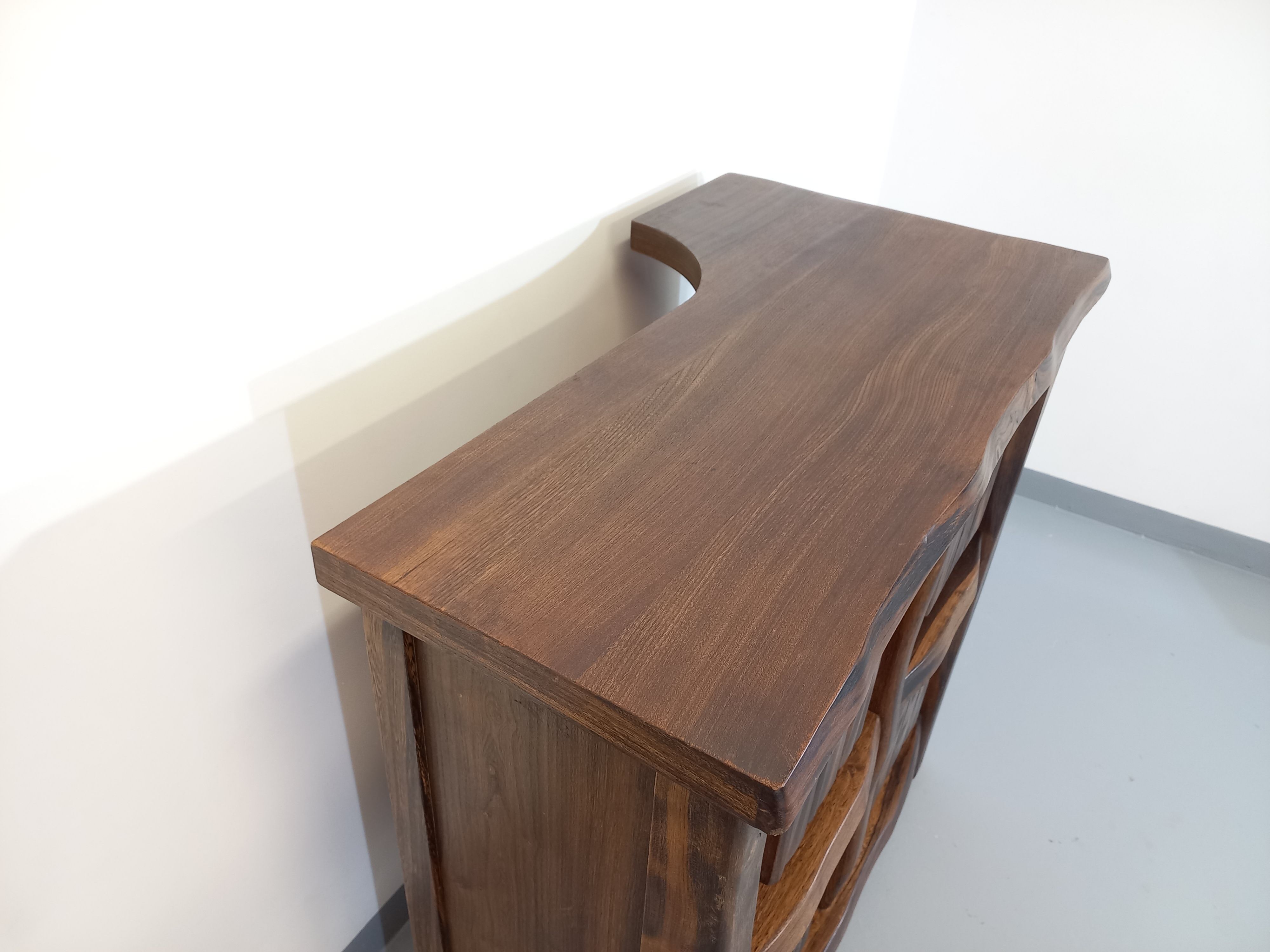 Bright brutalist bar furniture aranjou vintage from the 50s 60s in solid elm