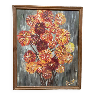 Oil on wood bouquet