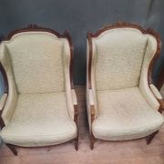 Pair of wingback armchairs in Louis XVI style