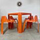 Table and 4 chairs in orange fiberglass design from the 70s Patrick Gingembre Paulus edition