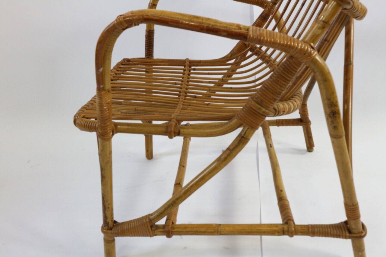 Pair of vintage bamboo armchairs, Bonacina style