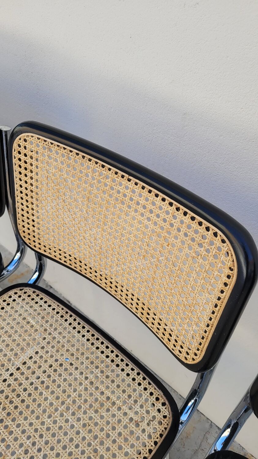 Série de 4 chaises Marcel Breuer modèle B32 signé Italy