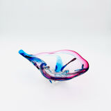 Murano Crystal Sommerso Organic Sculpture Bowl - Blue & Fuchsia