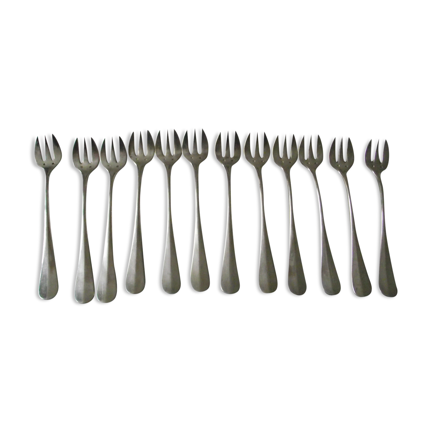 12 oyster forks silver metal Art Nouveau era