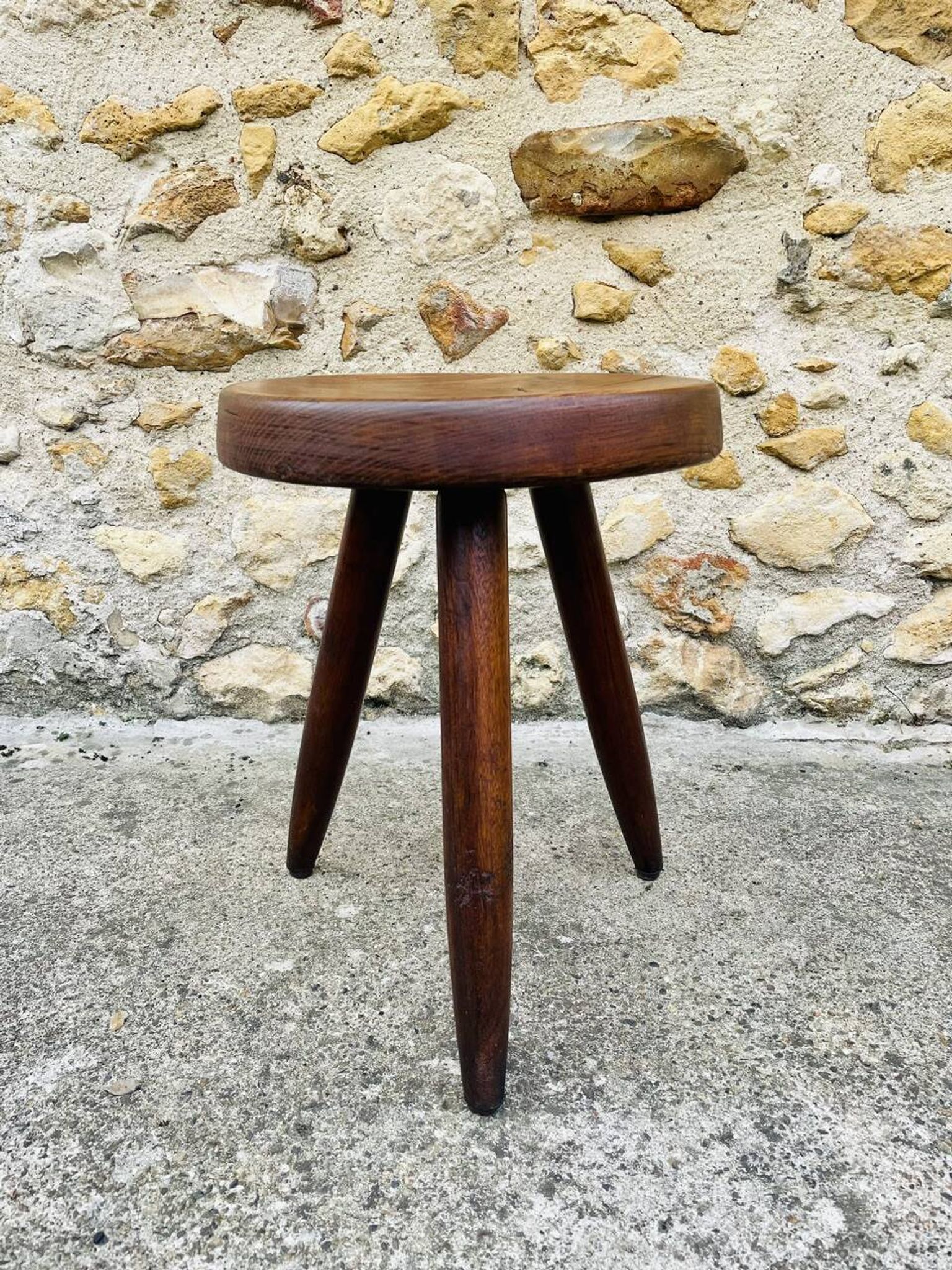 Vintage "Berger" stool, tall, in ash, Charlotte Perriand, 1950s