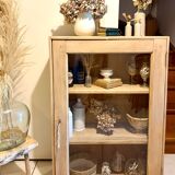 Raw wood display cabinet