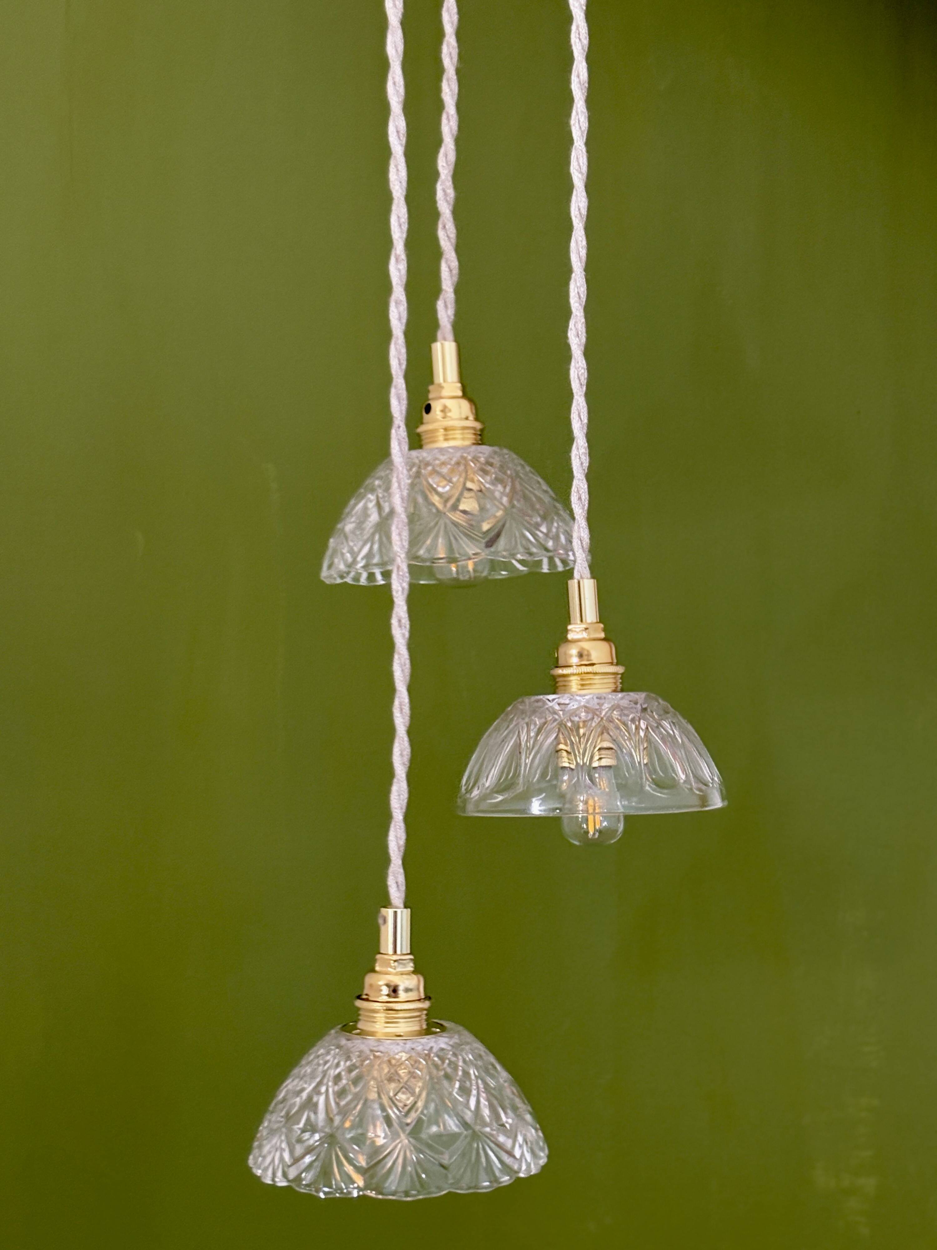 Vintage triple suspension lampshade in cut glass - tableware collection