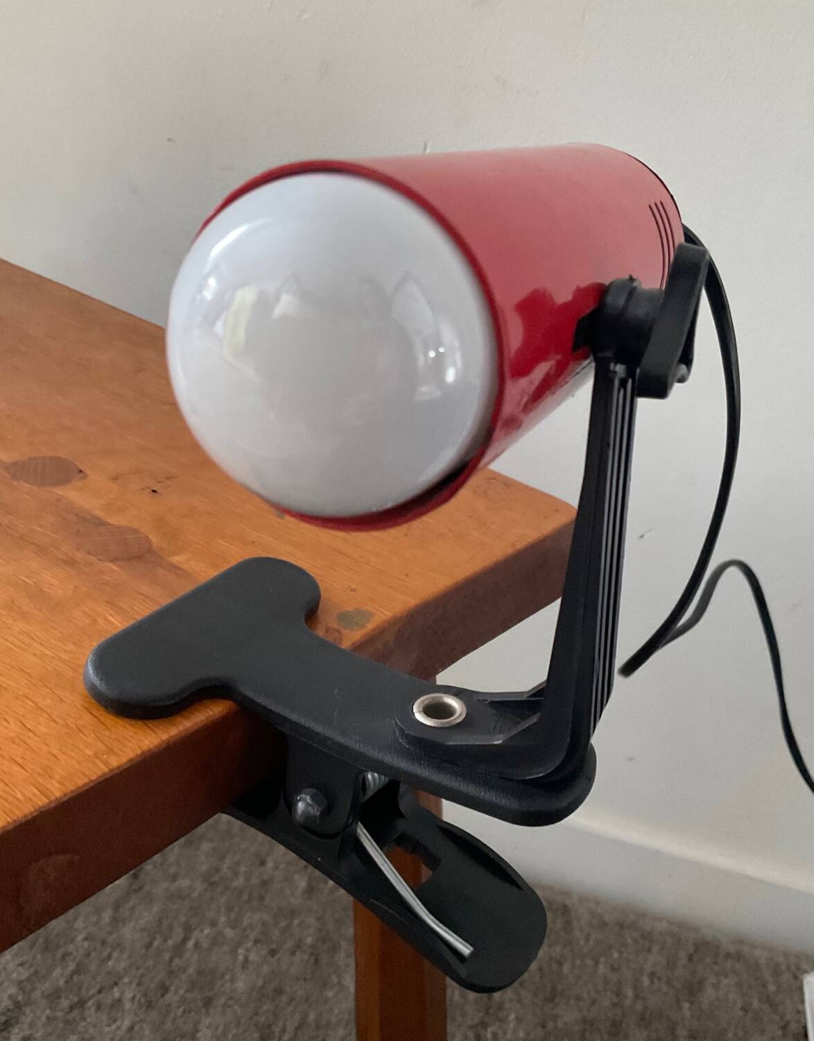 Vintage red metal clip lamp