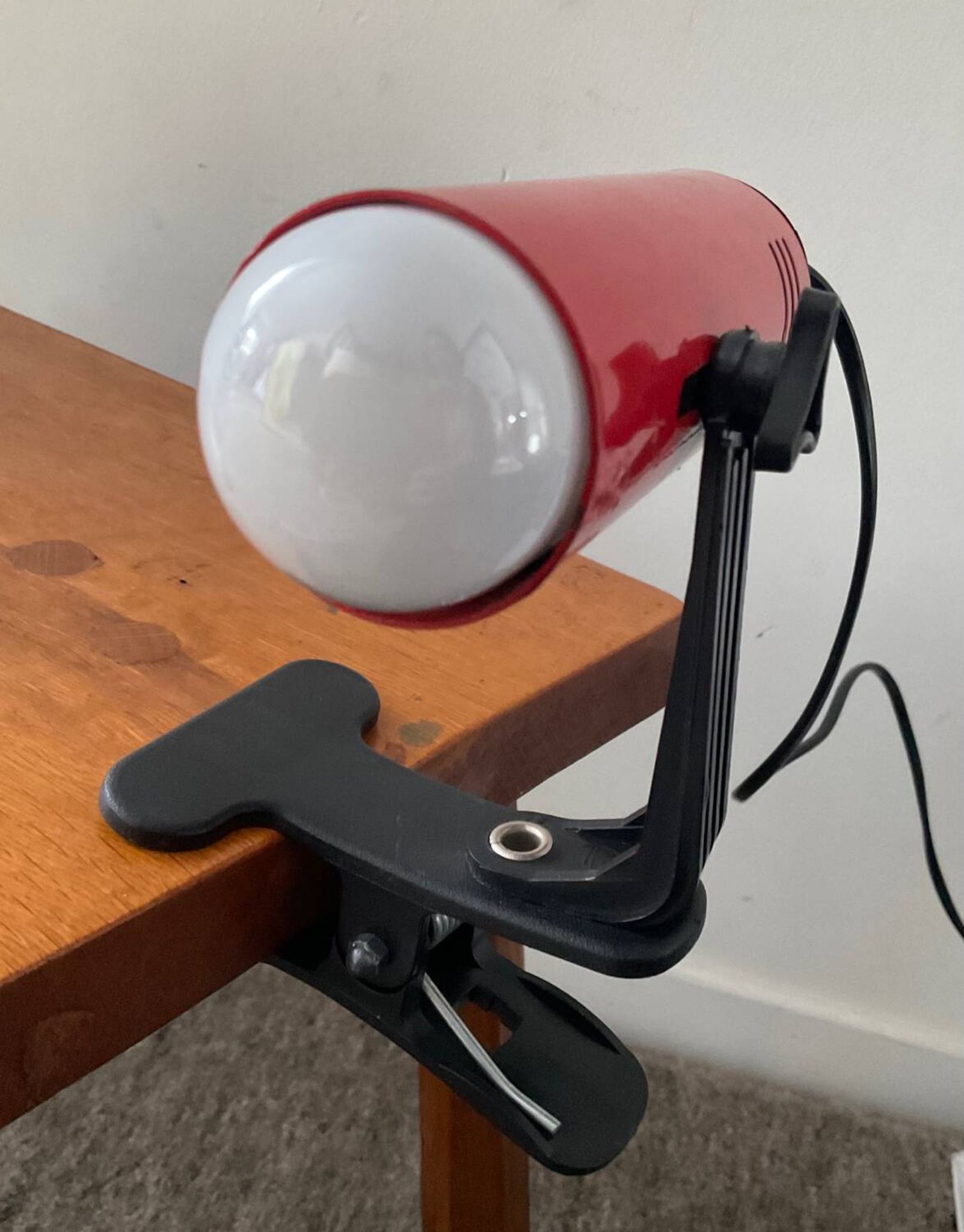 Vintage red metal clip lamp