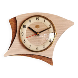 Vintage formica clock silent asymmetrical wall pendulum "Jura bois"