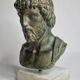 Bust of Esculape in patinated plaster on marble base, 21 cm
