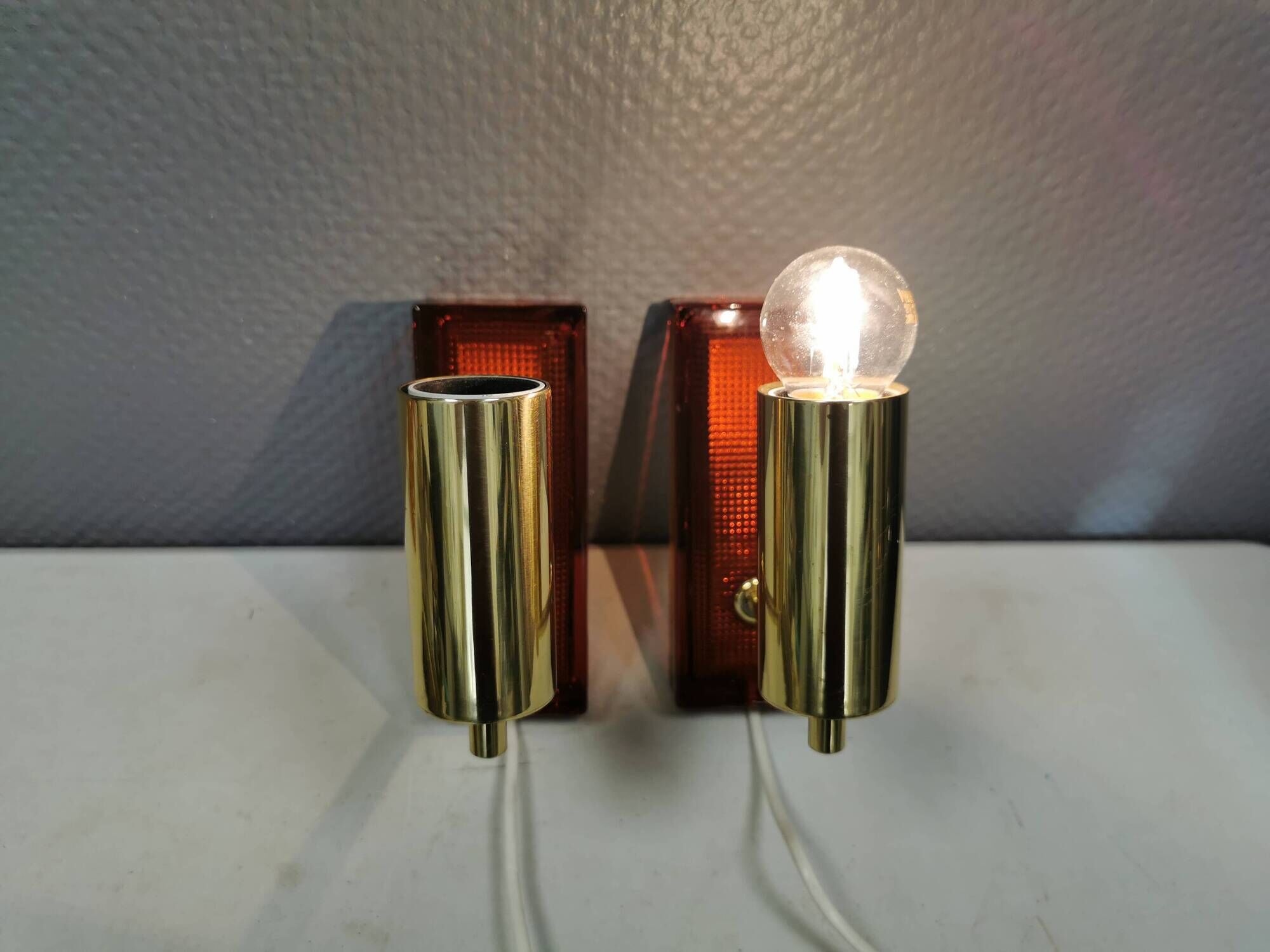 Wall lamps by Danish Vitrika with glass produced at Örrefors glass Sweden