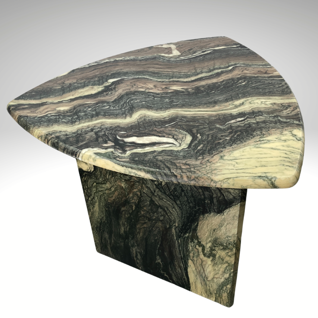Cipollino marble kidney oval side table, Italy