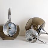 Pair of chrome and glass wall lights