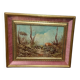Oil painting on faesite landscape signed "DE BONI" 60s with frame