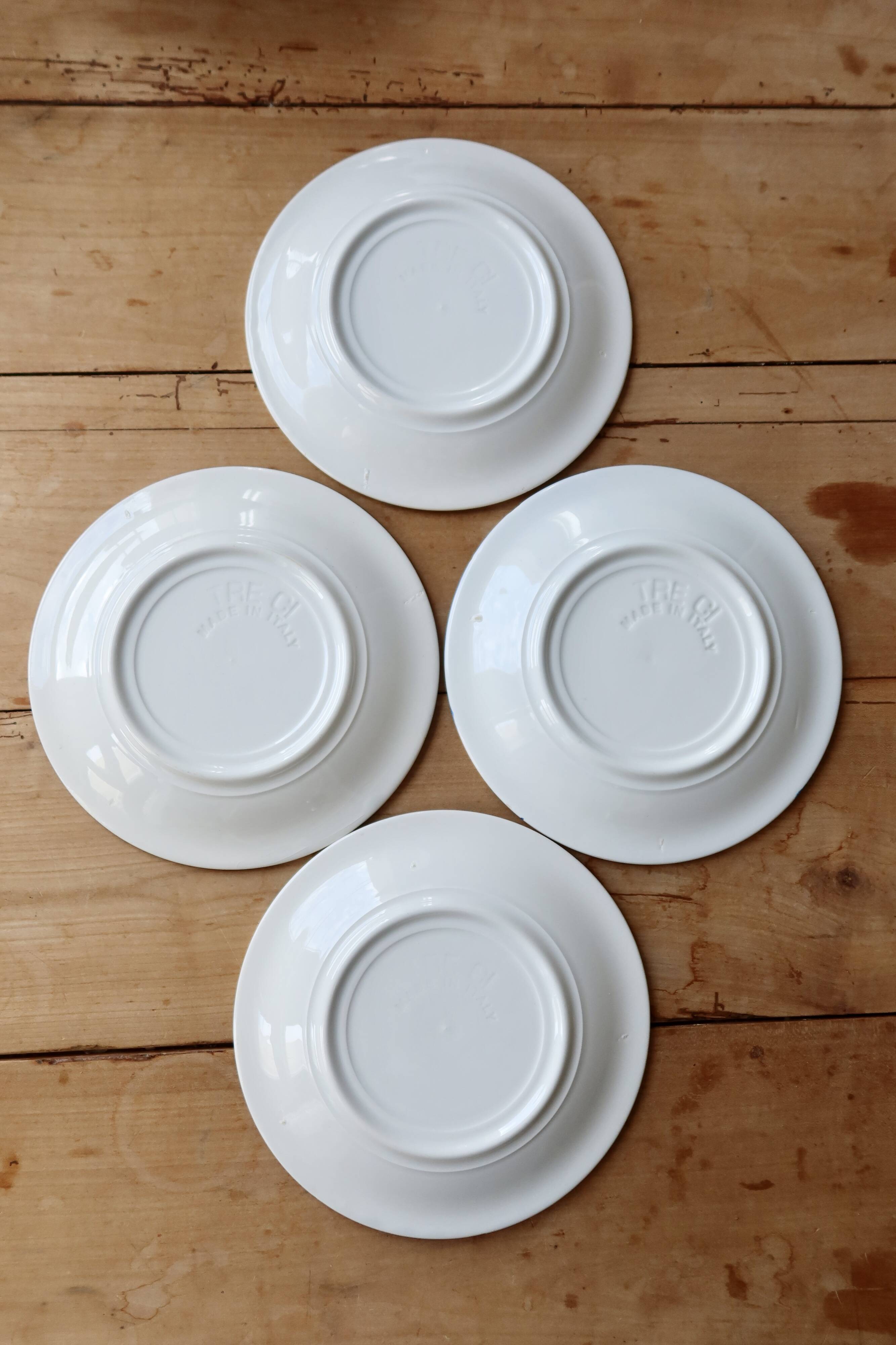 4 Vintage Italian Porcelain Dessert Plates - Cherry and Ras Pattern