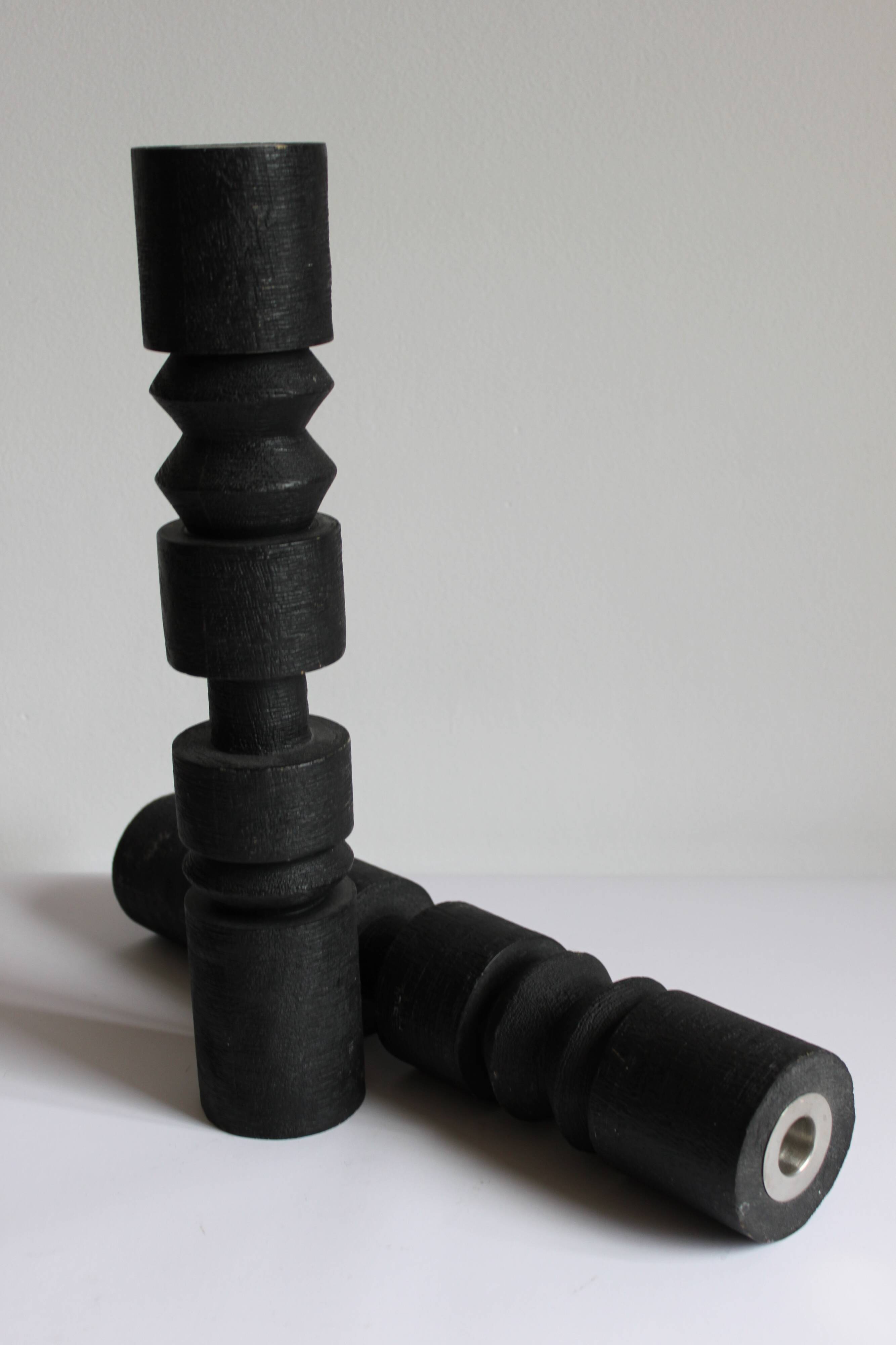 Set of two totem candlesticks, 1980s