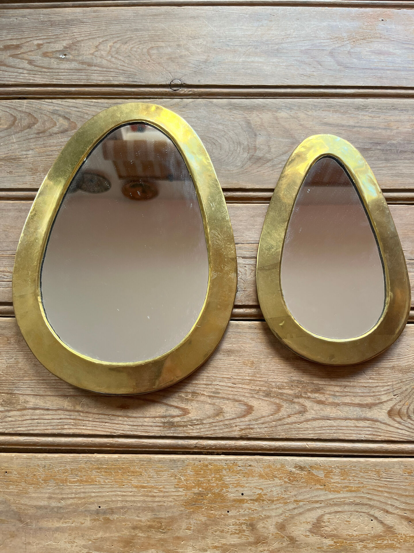 2 brass mirrors