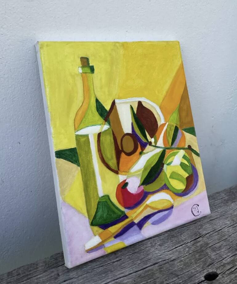 Modern still life, oil on canvas, fruit