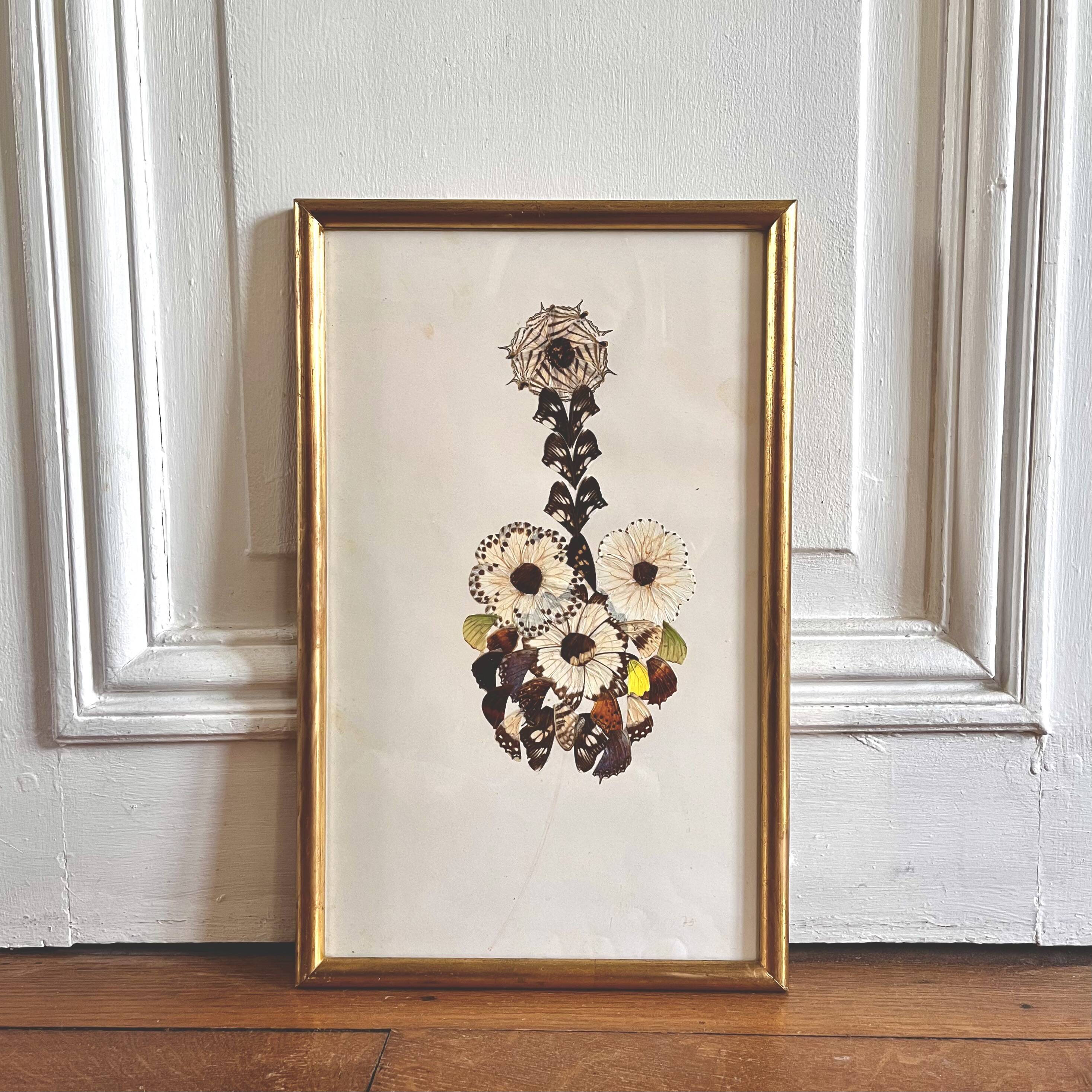 Vintage flower collage made from butterfly wings