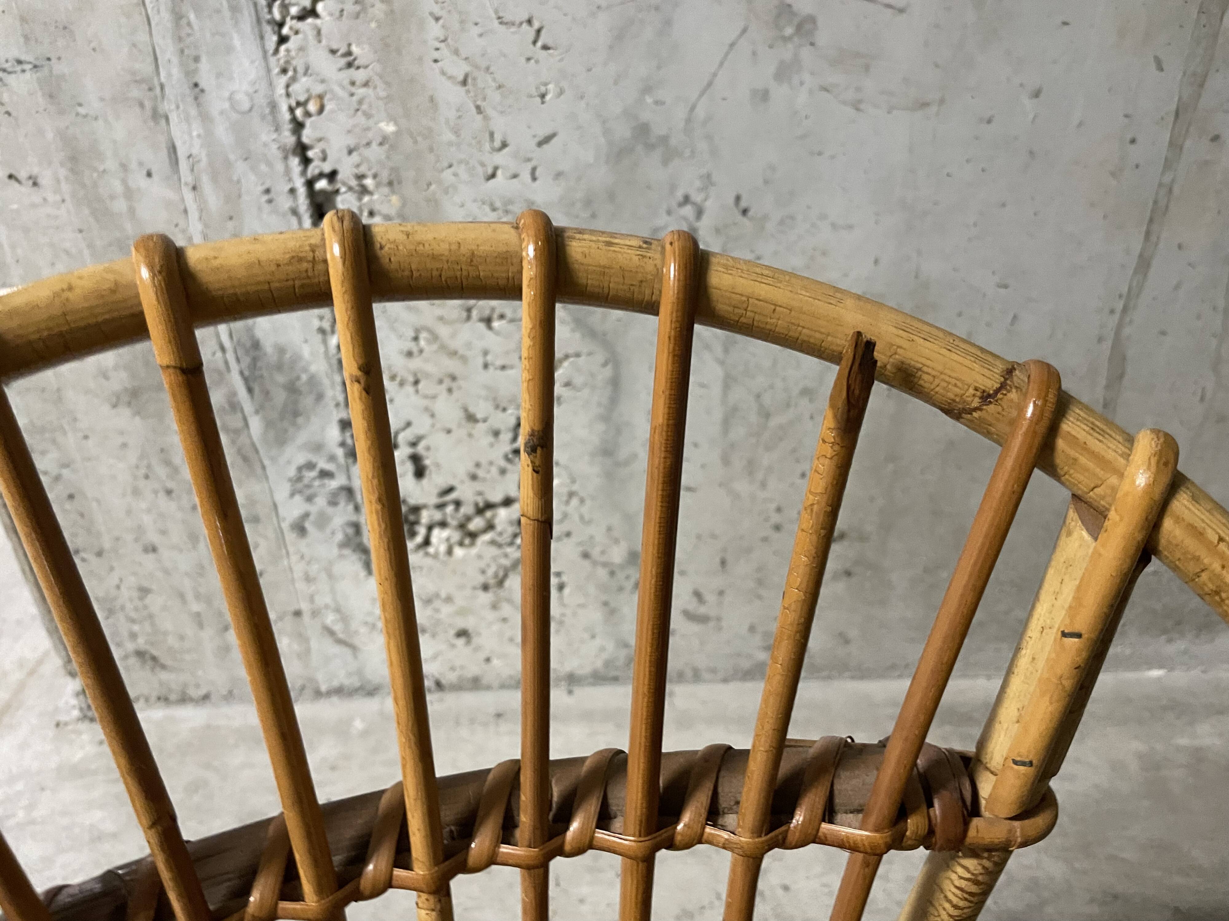 Fauteuil corbeille enfant en rotin