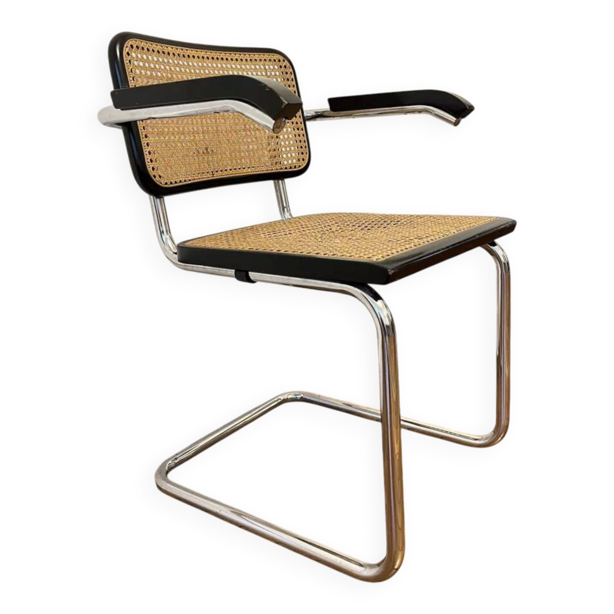 Cesca b64 black armchair by marcel breuer