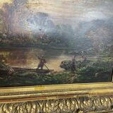 A. Ryban: Oil on panel man in a boat. dated 1877