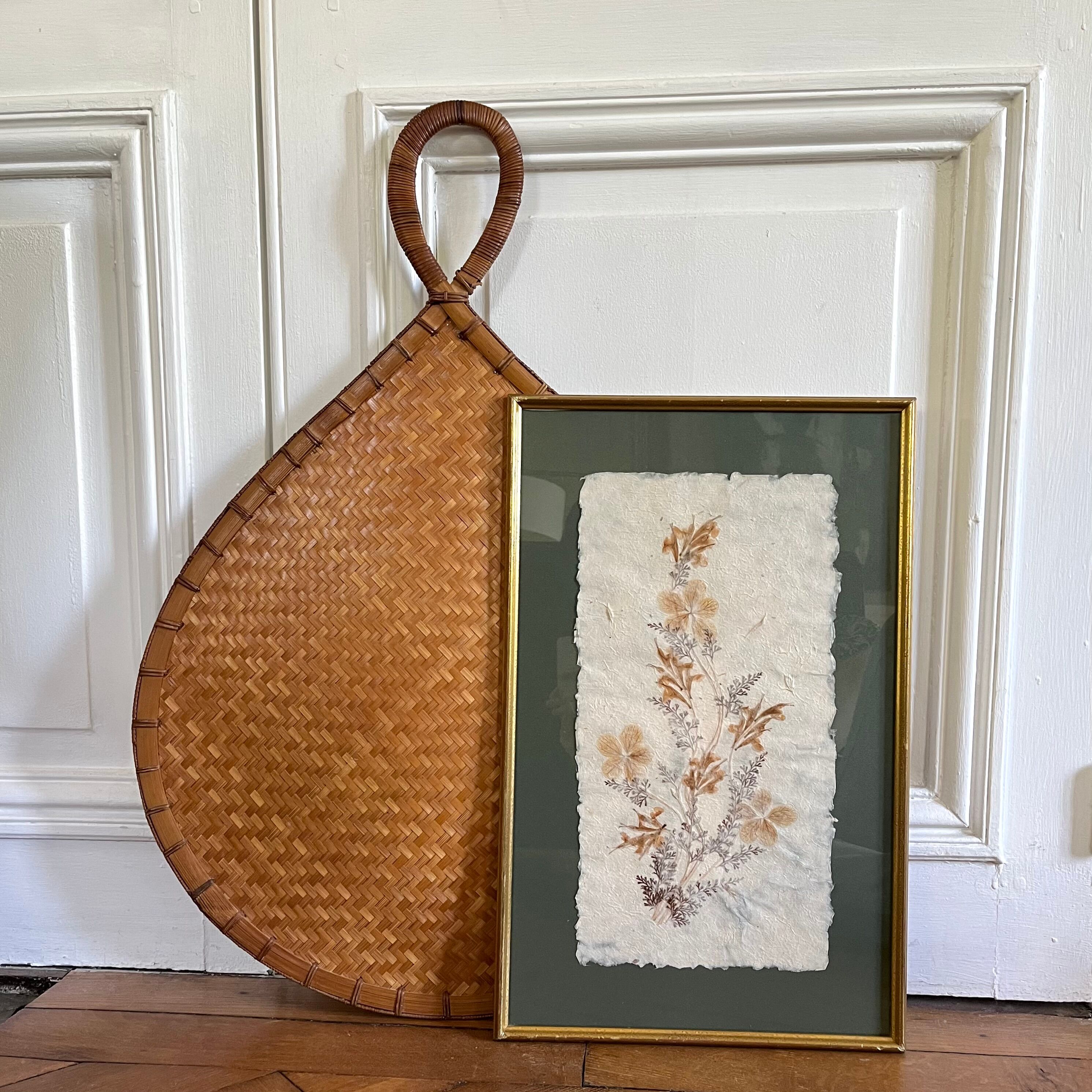 Vintage herbarium frame dried flowers 70s