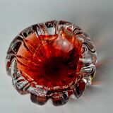 Sommerso bubbles pocket by Flavio Poli for Seguso, red Murano glass, Italy, 1970