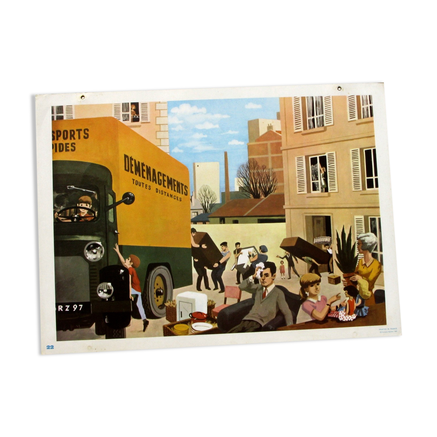Affiche Carte Scolaire Lithographie Nathan – Joyeuse Enfance Antoine – Occasion