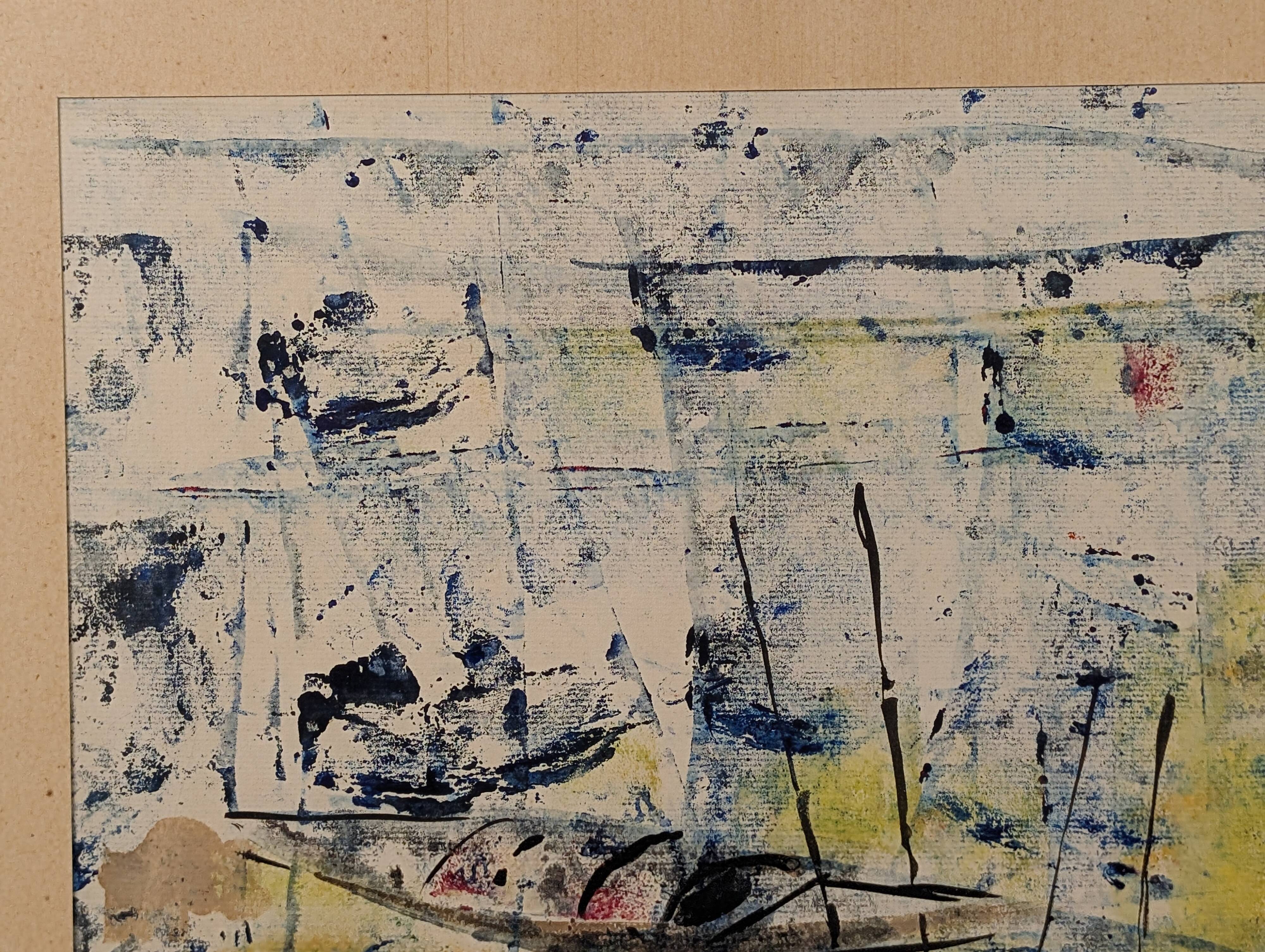 Marine ink and watercolor