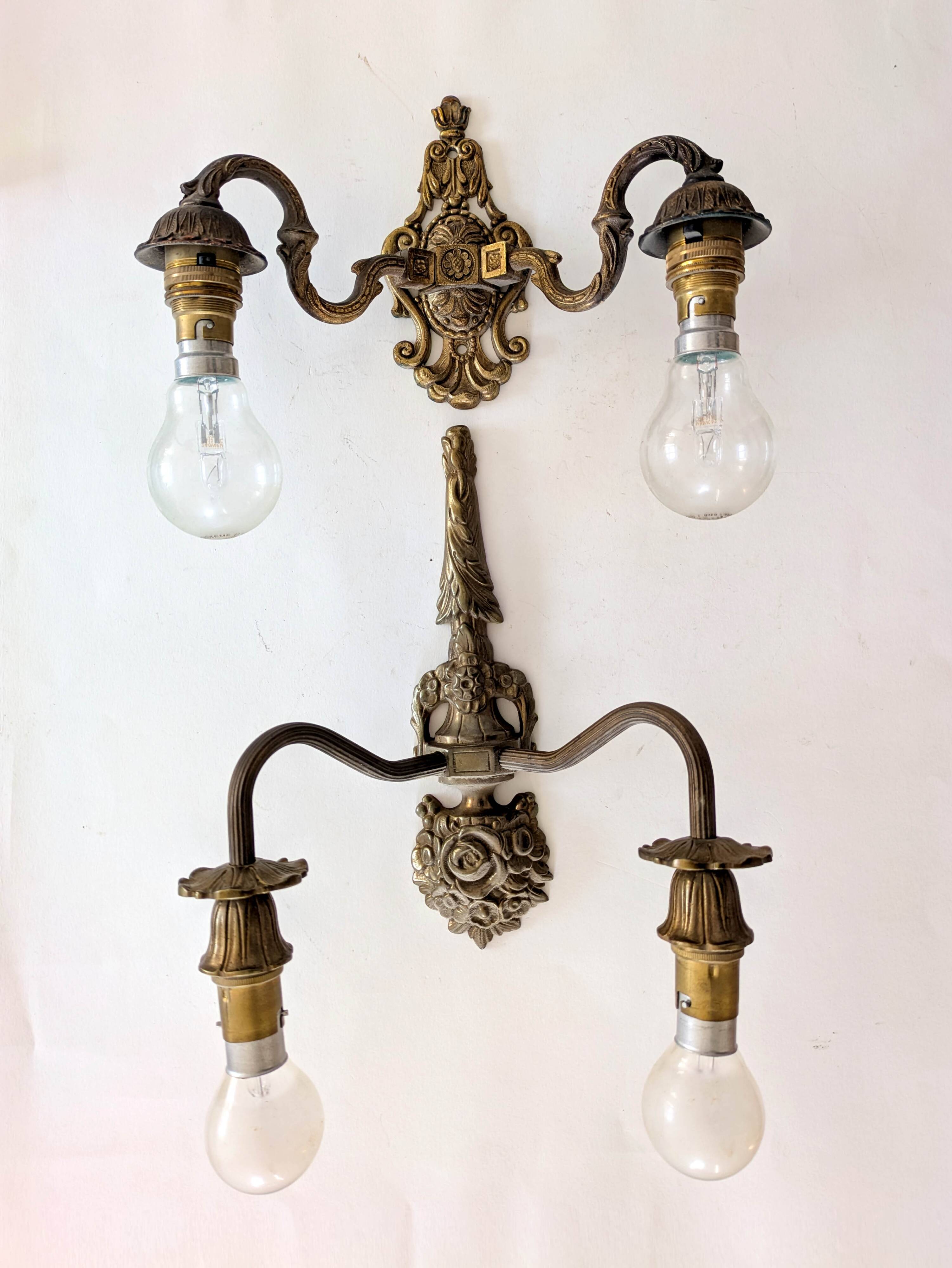 Two antique wall lights