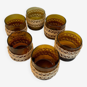 Amber rattan glasses