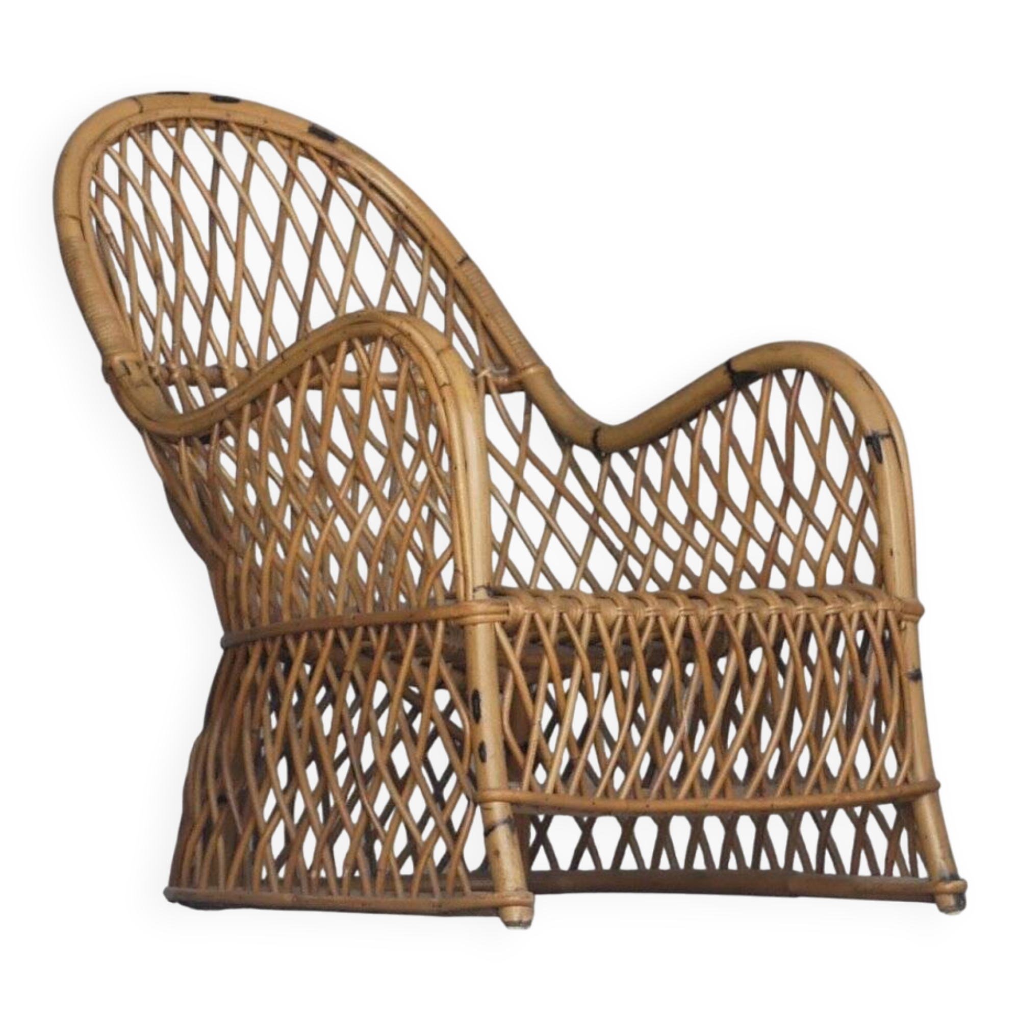 Fauteuil en rotin Gervasoni, années 1960