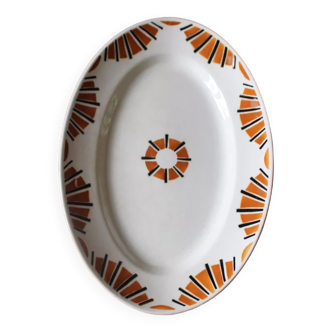 Oval dish orange black Ruby Badonviller